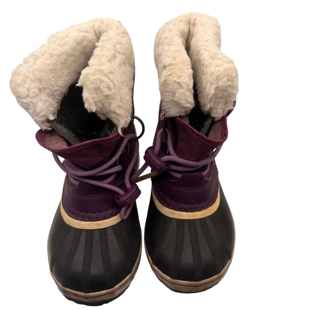 Sorel Winter Boots 11 Purple Black Waterproof Insulated Snow Shoes Winter Cozy